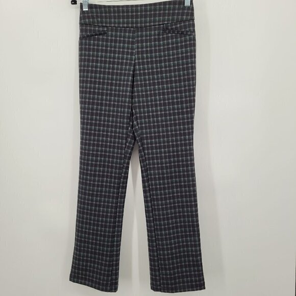 7th Avenue Black Plaid Ponte Knit Pull-On Pants - Picture 1 of 8